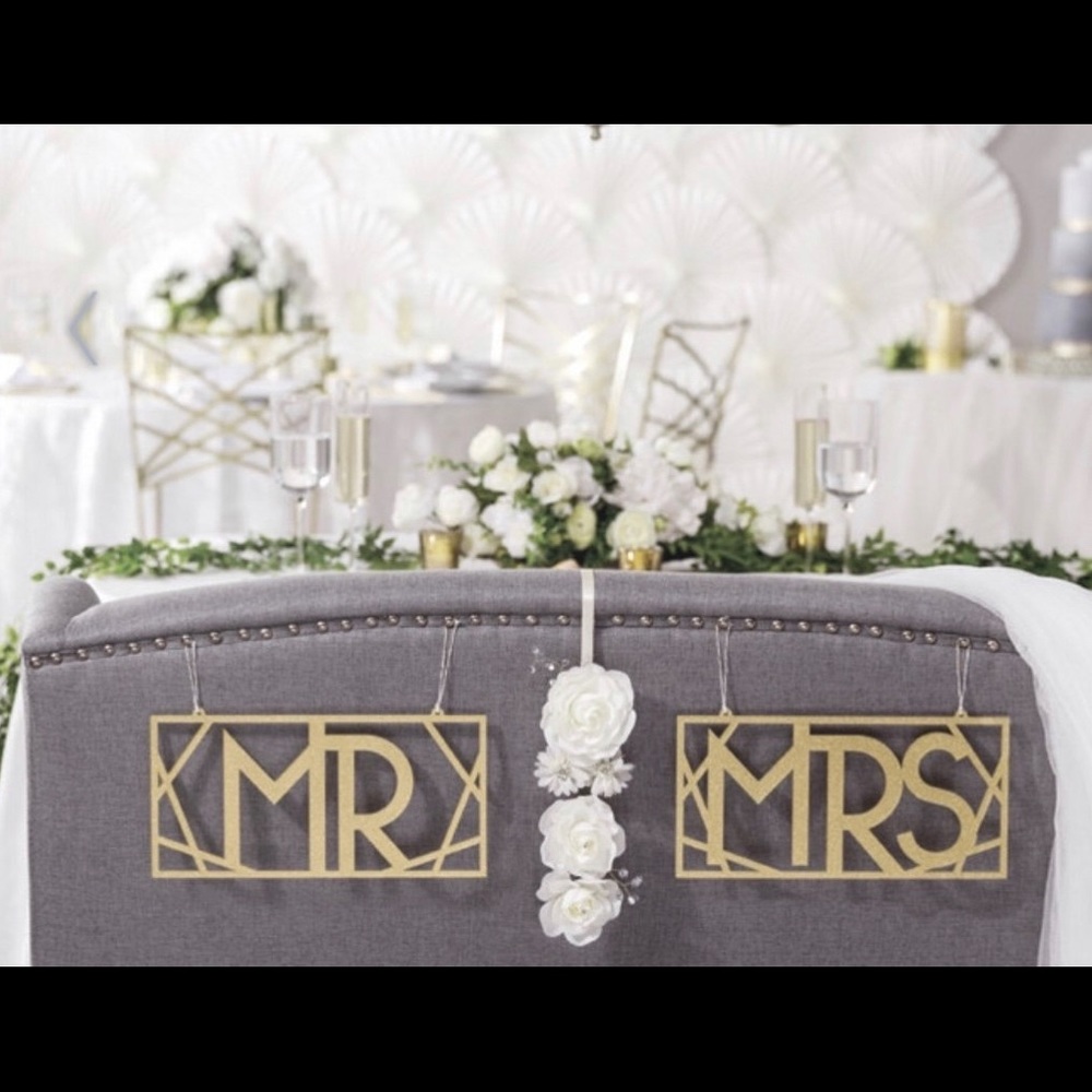 Gold Glitter Wedding Chair Signs